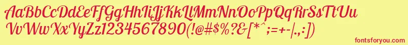 LobstertwoItalic Font – Red Fonts on Yellow Background