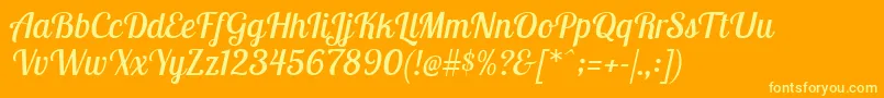 LobstertwoItalic Font – Yellow Fonts on Orange Background