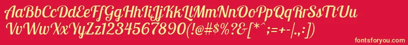 LobstertwoItalic-fontti – keltaiset fontit punaisella taustalla