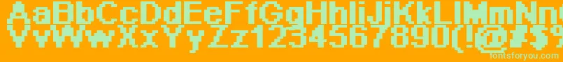 PixelArial11Bold Font – Green Fonts on Orange Background