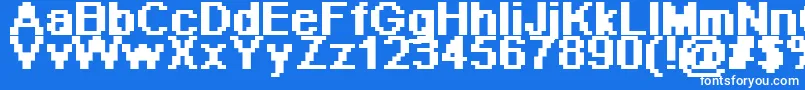 フォントPixelArial11Bold – 青い背景に白い文字