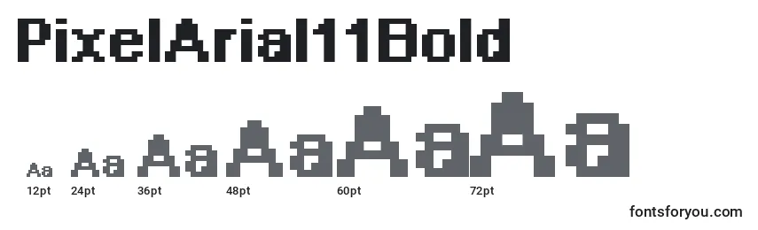 PixelArial11Bold-fontin koot