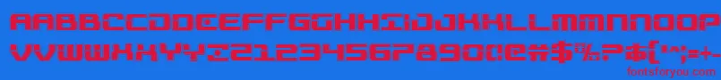 Troopersacadcond-Schriftart – Rote Schriften auf blauem Hintergrund