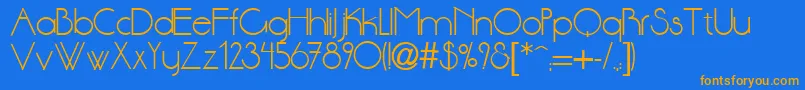 Dsstnd-Schriftart – Orangefarbene Schriften auf blauem Hintergrund