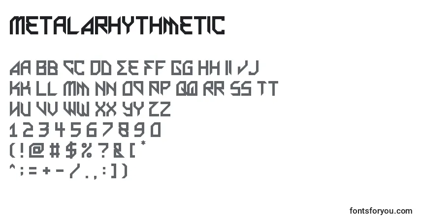 A fonte MetalArhythmetic – alfabeto, números, caracteres especiais