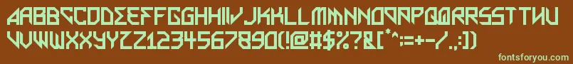 MetalArhythmetic-fontti – vihreät fontit ruskealla taustalla