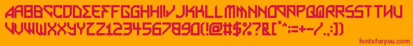 MetalArhythmetic-Schriftart – Rote Schriften auf orangefarbenem Hintergrund