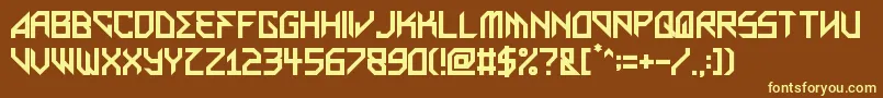 MetalArhythmetic-fontti – keltaiset fontit ruskealla taustalla