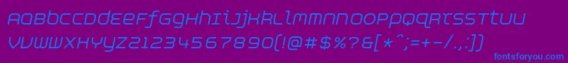 フォントAspirinAdvanceitalic – 紫色の背景に青い文字