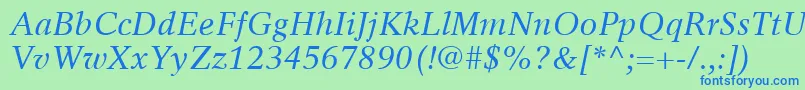 フォントRotationLtItalic – 青い文字は緑の背景です。