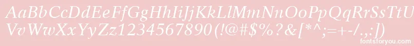 Weitere Informationen zur RotationLtItalic-Schriftart RotationLtItalic-Schriftart – Weiße Schriften auf rosa Hintergrund