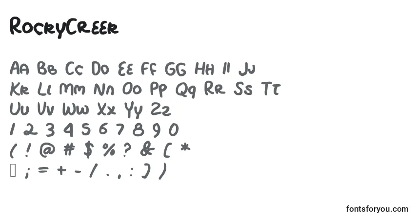 A fonte RockyCreek – alfabeto, números, caracteres especiais