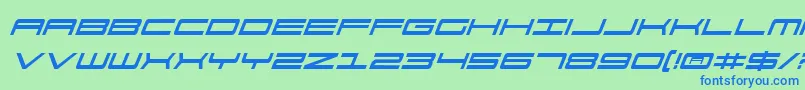 フォント911PorschaItalic – 青い文字は緑の背景です。