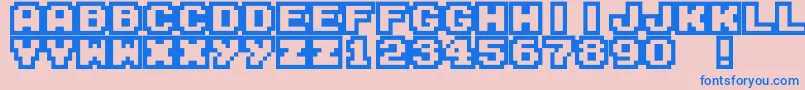 M04 Font – Blue Fonts on Pink Background