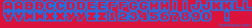 M04 Font – Blue Fonts on Red Background