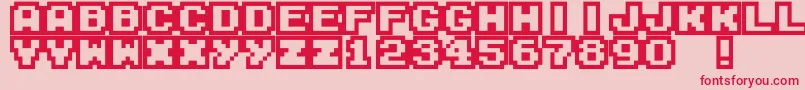 フォントM04 – ピンクの背景に赤い文字