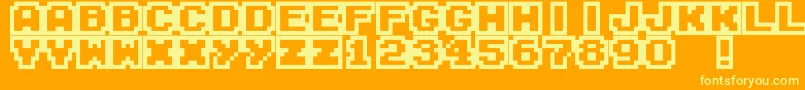 M04-fontti – keltaiset fontit oranssilla taustalla