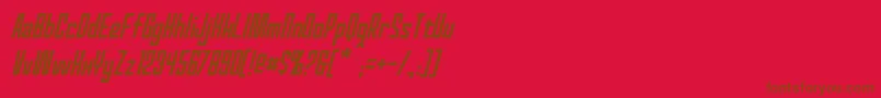 RedWorldItalic-Schriftart – Braune Schriften auf rotem Hintergrund