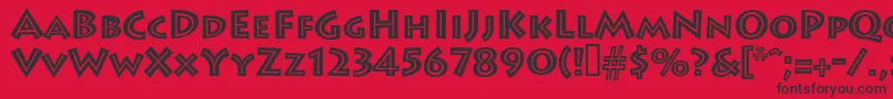 フォントLeetoscaniniinlinesh – 赤い背景に黒い文字