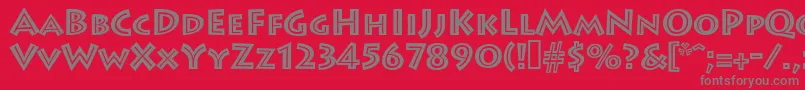 フォントLeetoscaniniinlinesh – 赤い背景に灰色の文字