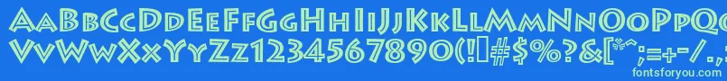 フォントLeetoscaniniinlinesh – 青い背景に緑のフォント