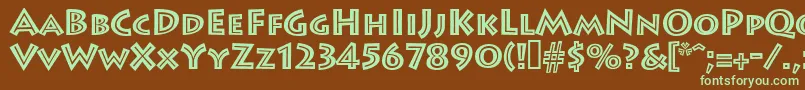 フォントLeetoscaniniinlinesh – 緑色の文字が茶色の背景にあります。