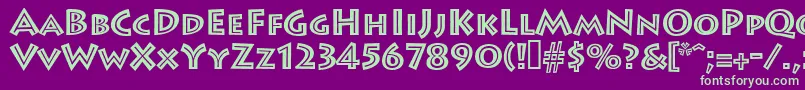 フォントLeetoscaniniinlinesh – 紫の背景に緑のフォント