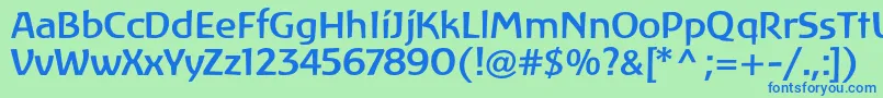 Więcej informacji o czcionce LinotypeAtlantisMedium Czcionka LinotypeAtlantisMedium – niebieskie czcionki na zielonym tle