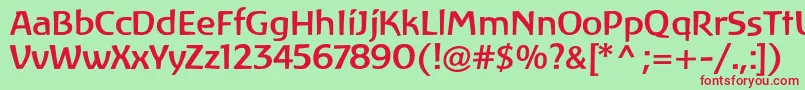 LinotypeAtlantisMedium-fontti – punaiset fontit vihreällä taustalla