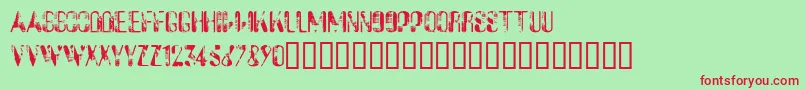 SucataSpacial-Schriftart – Rote Schriften auf grünem Hintergrund
