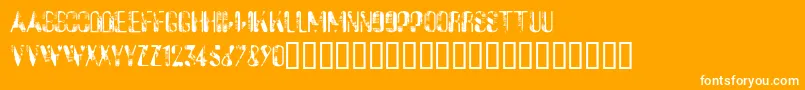 SucataSpacial-Schriftart – Weiße Schriften auf orangefarbenem Hintergrund