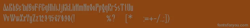 Blagovestonec-fontti – harmaat kirjasimet ruskealla taustalla