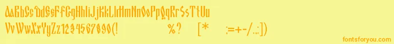 Weitere Informationen zur Blagovestonec-Schriftart Blagovestonec-Schriftart – Orangefarbene Schriften auf gelbem Hintergrund