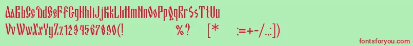 フォントBlagovestonec – 赤い文字の緑の背景