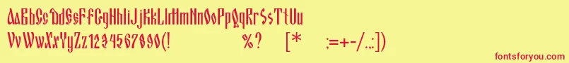 Blagovestonec Font – Red Fonts on Yellow Background