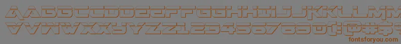 フォントGeminalaser3D – 茶色の文字が灰色の背景にあります。