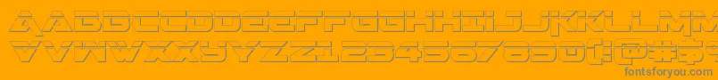 Geminalaser3D-Schriftart – Graue Schriften auf orangefarbenem Hintergrund