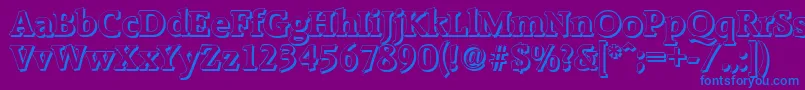 RaleighshadowBold-fontti – siniset fontit violetilla taustalla