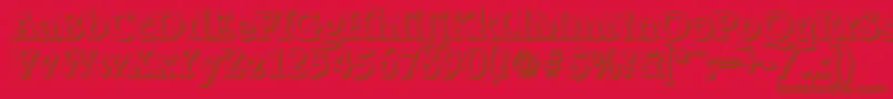 RaleighshadowBold-fontti – ruskeat fontit punaisella taustalla