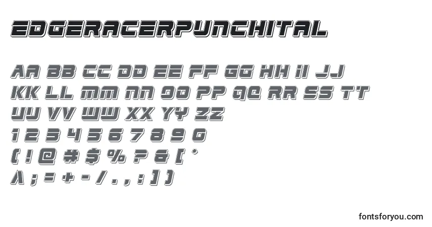 Schriftart Edgeracerpunchital – Alphabet, Zahlen, spezielle Symbole