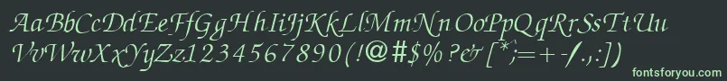 Шрифт ZabriskiescriptRegularitalicDb – зелёные шрифты на чёрном фоне
