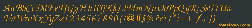 Fonte ZabriskiescriptRegularitalicDb – fontes laranjas em um fundo preto