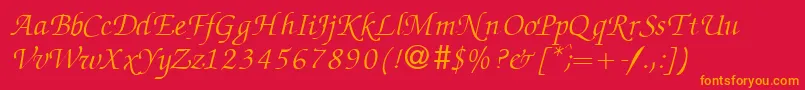 ZabriskiescriptRegularitalicDb Font – Orange Fonts on Red Background