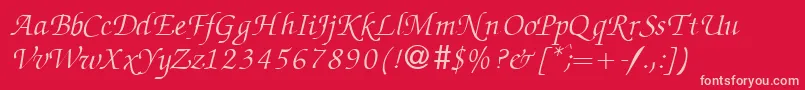 ZabriskiescriptRegularitalicDb Font – Pink Fonts on Red Background