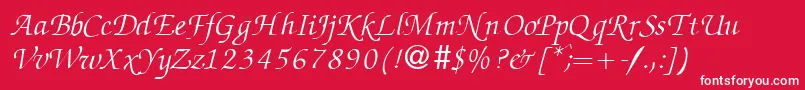 ZabriskiescriptRegularitalicDb Font – White Fonts on Red Background