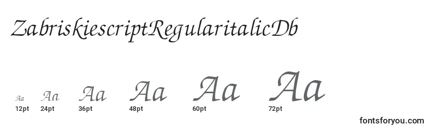 Größen der Schriftart ZabriskiescriptRegularitalicDb