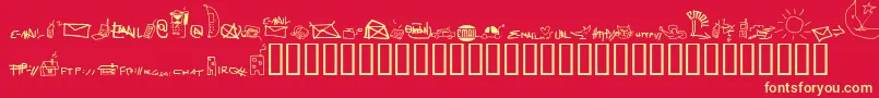 Imfornation-fontti – keltaiset fontit punaisella taustalla