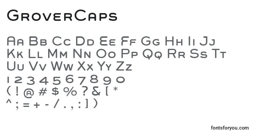 Czcionka GroverCaps – alfabet, cyfry, specjalne znaki