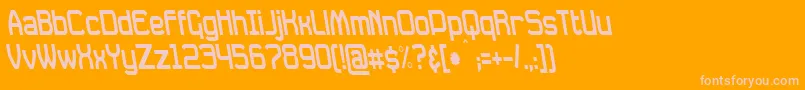 DavilleCondensedRevSlanted-Schriftart – Rosa Schriften auf orangefarbenem Hintergrund