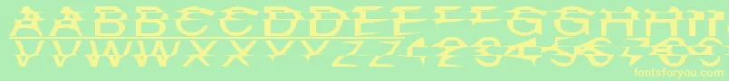 フォントMisplace – 黄色の文字が緑の背景にあります